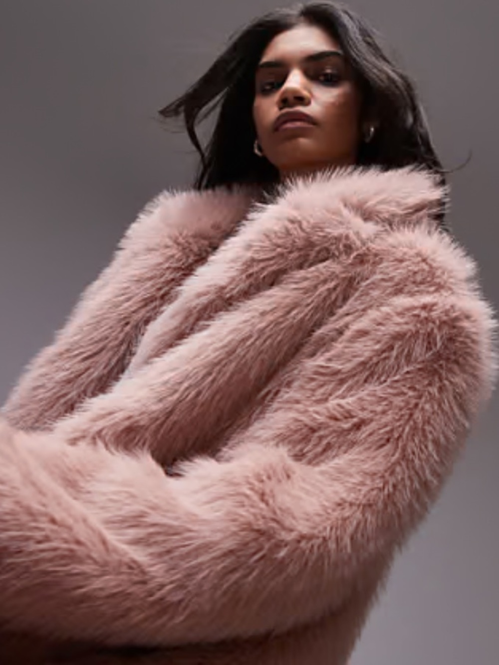 ASOS Blush Pink Faux Fur Coat Plush Teddy Jacket Soft Luxe Feminine Vibes
